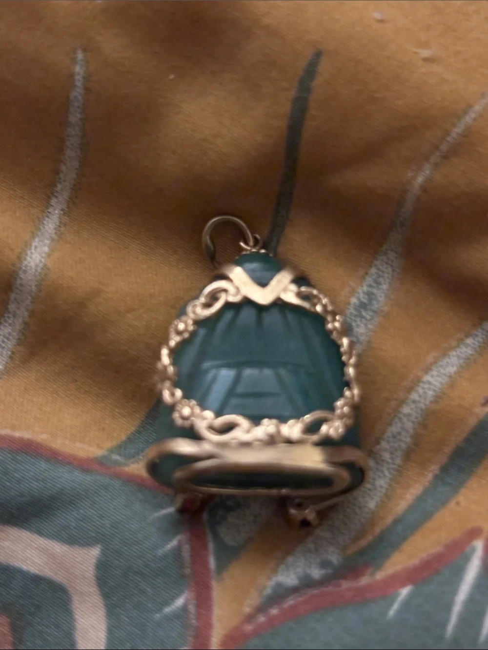 14K Solid Gold Aventurine and Ruby Buddha Pendant Necklace